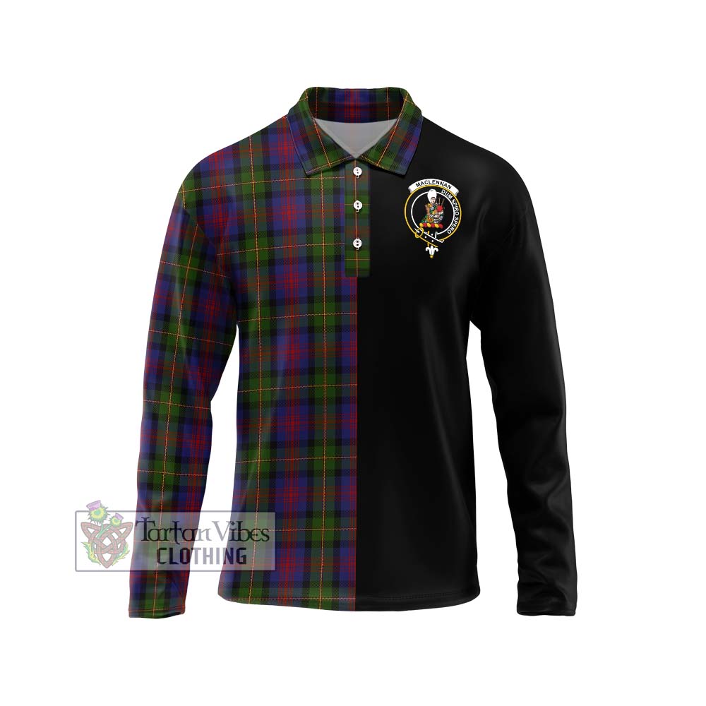 MacLennan (McLennan) Tartan Long Sleeve Polo Shirt with Family Crest and Half Of Me Style Unisex - Tartanvibesclothing Shop