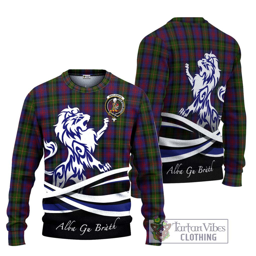 MacLennan (McLennan) Tartan Knitted Sweater with Alba Gu Brath Regal Lion Emblem Unisex - Tartanvibesclothing Shop