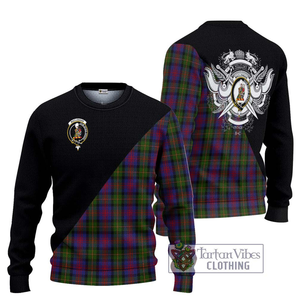 MacLennan (McLennan) Tartan Knitted Sweater with Family Crest and Military Logo Style Unisex - Tartanvibesclothing Shop