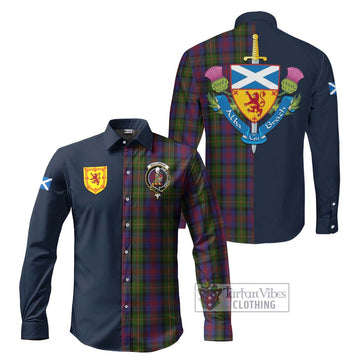 MacLennan (McLennan) Tartan Long Sleeve Button Shirt Alba with Scottish Lion Royal Arm Half Style