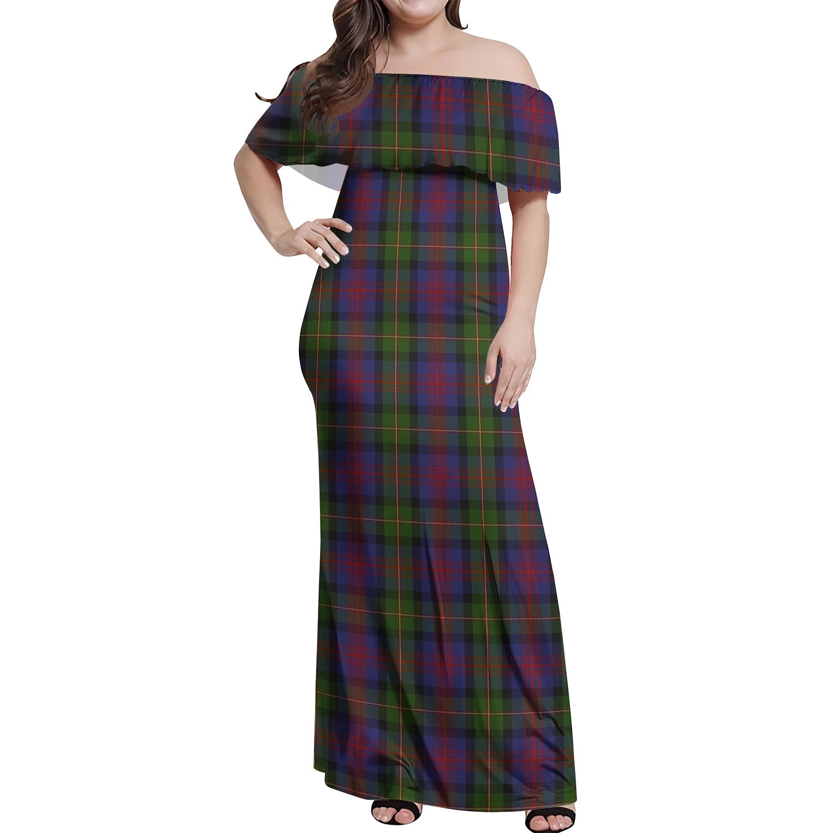 MacLennan Tartan Off Shoulder Long Dress Women's Dress - Tartanvibesclothing