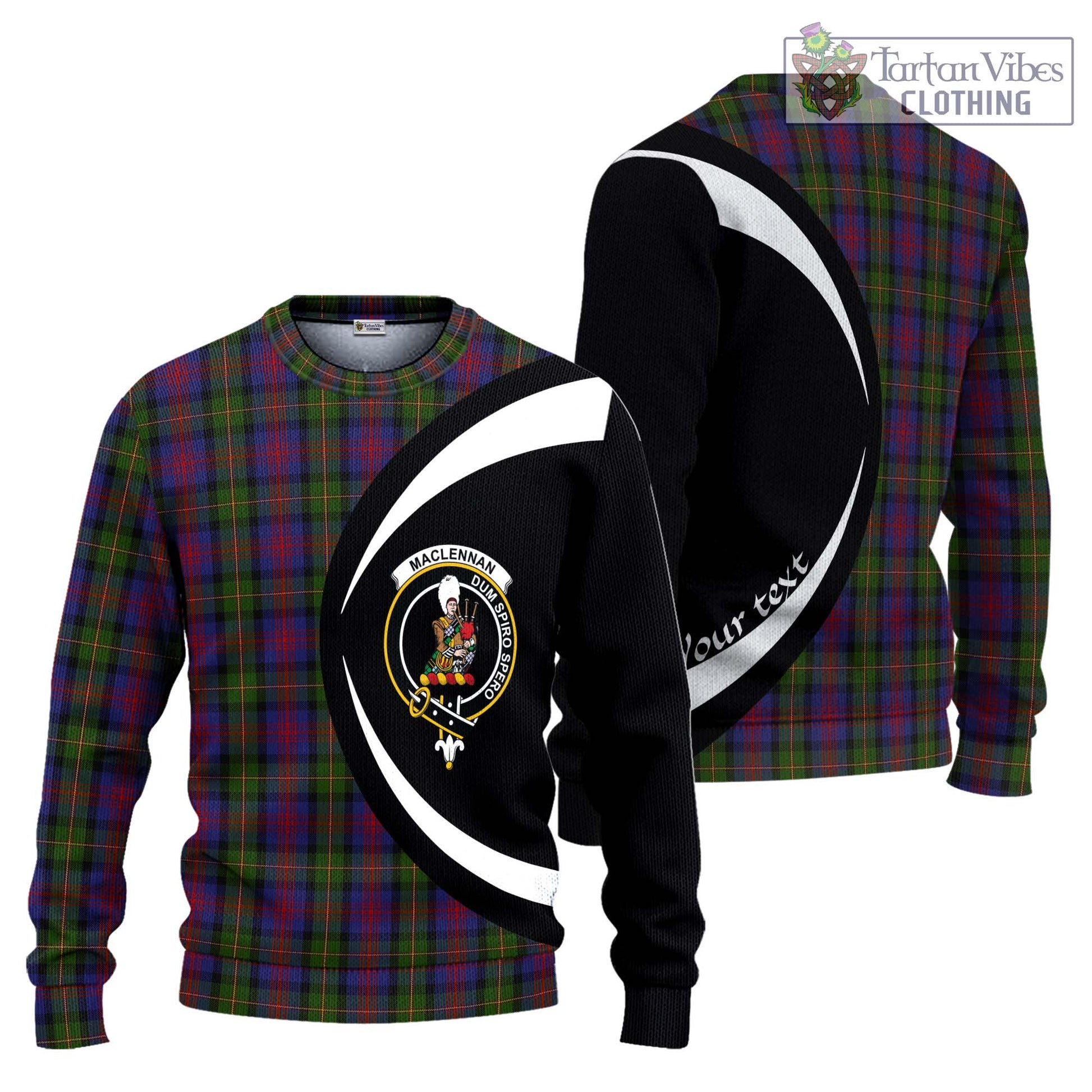 MacLennan (McLennan) Tartan Knitted Sweater with Family Crest Circle Style Unisex - Tartan Vibes Clothing