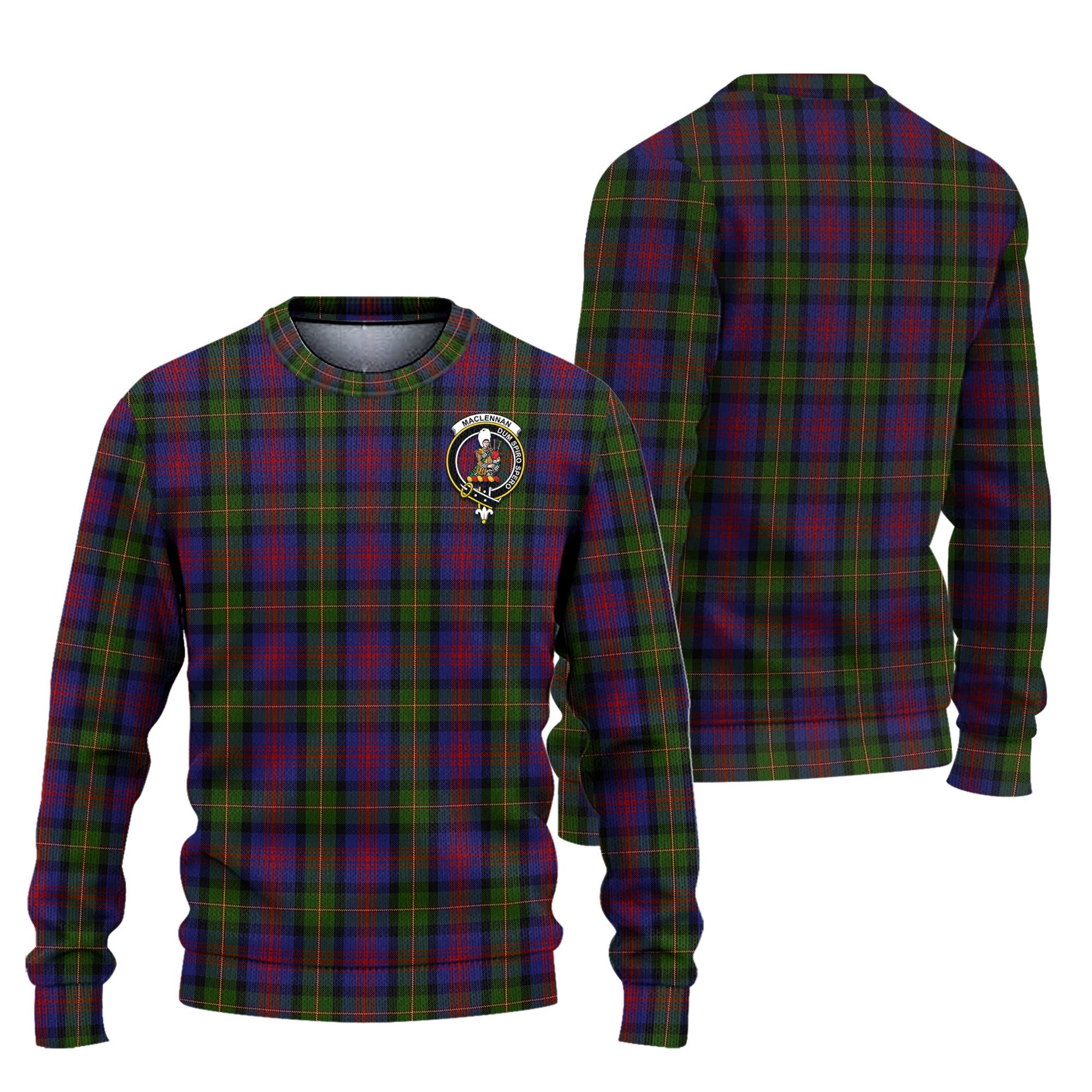 MacLennan Tartan Knitted Sweater with Family Crest Unisex - Tartanvibesclothing