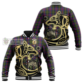 MacLennan (McLennan) Tartan Baseball Jacket with Family Crest Celtic Wolf Style