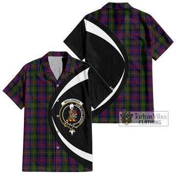 MacLennan (McLennan) Tartan Short Sleeve Button Up with Family Crest Circle Style