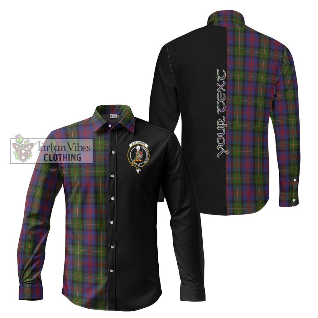 MacLennan (McLennan) Tartan Long Sleeve Button Shirt with Family Crest and Half Of Me Style Men's Shirt S - Tartan Vibes Clothing