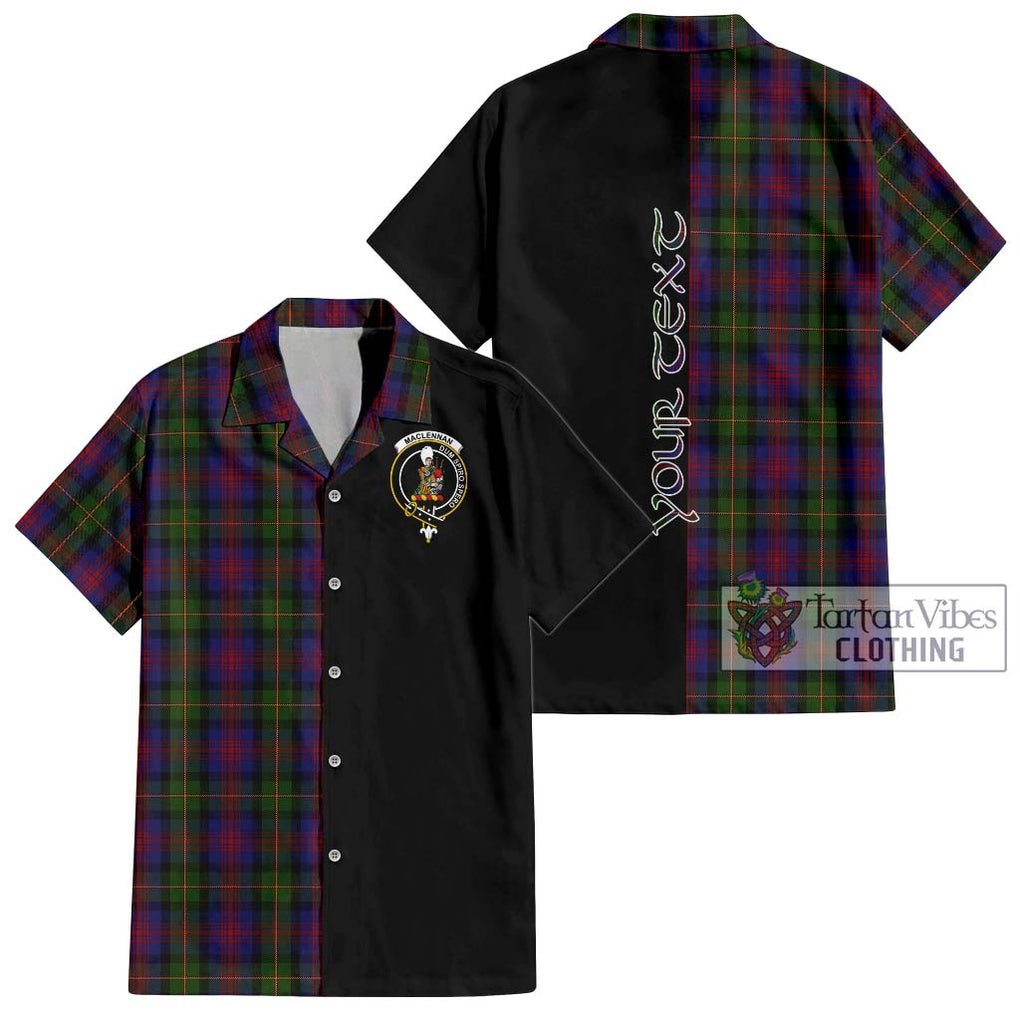 MacLennan (McLennan) Tartan Short Sleeve Button Shirt with Family Crest and Half Of Me Style Kid - Tartanvibesclothing Shop