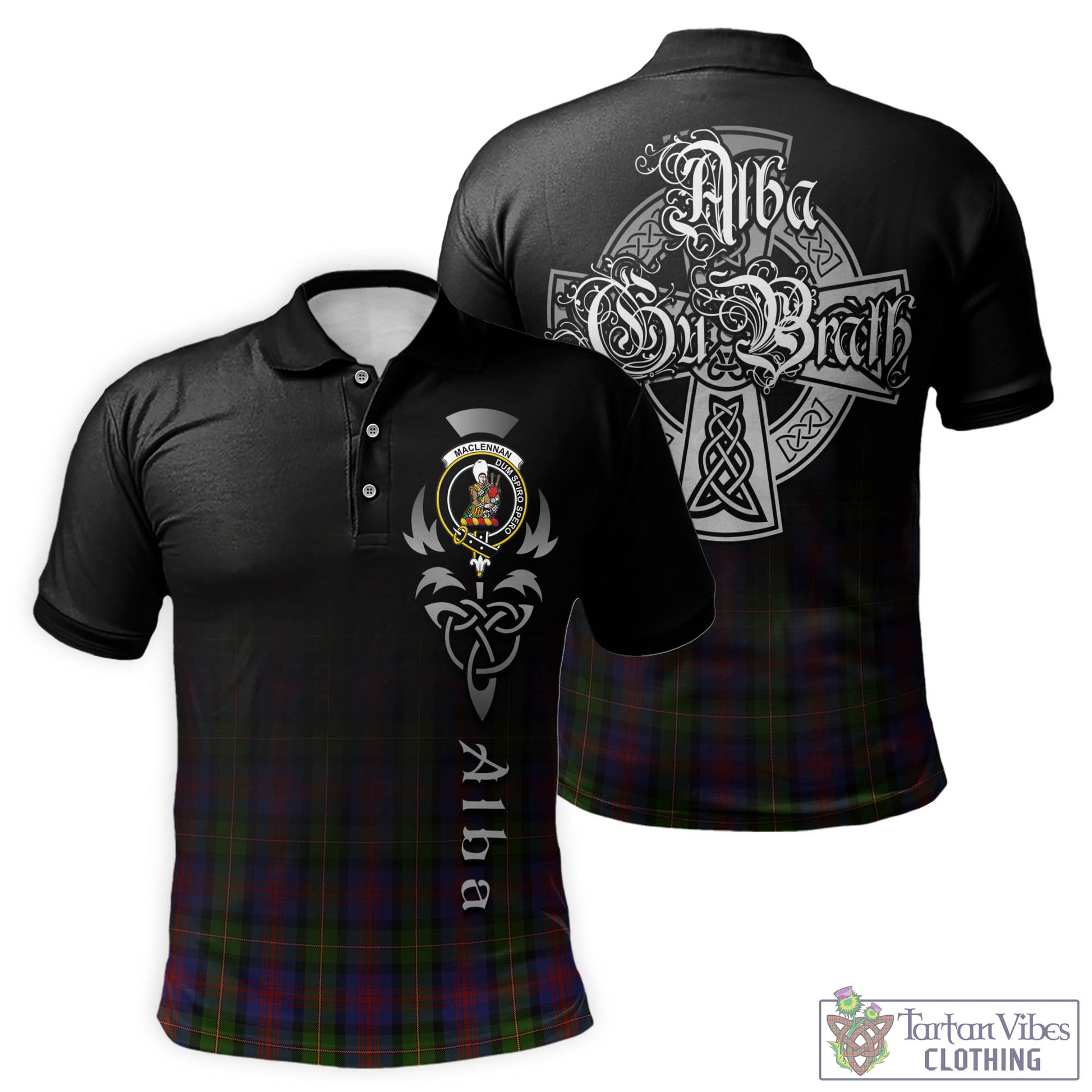 Tartan Vibes Clothing MacLennan Tartan Polo Shirt Featuring Alba Gu Brath Family Crest Celtic Inspired