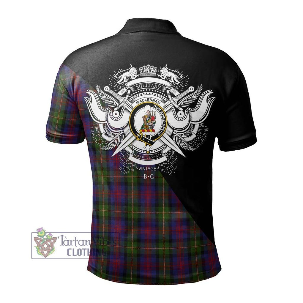 MacLennan (McLennan) Tartan Polo Shirt with Family Crest and Military Logo Style - Tartanvibesclothing Shop