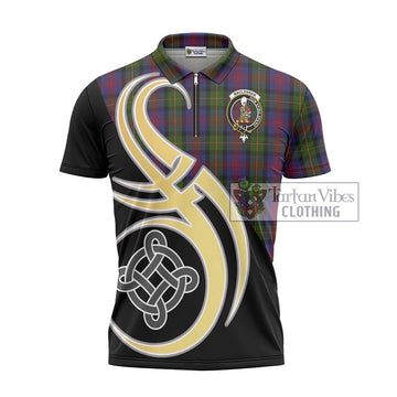 MacLennan (McLennan) Tartan Zipper Polo Shirt with Family Crest and Celtic Symbol Style