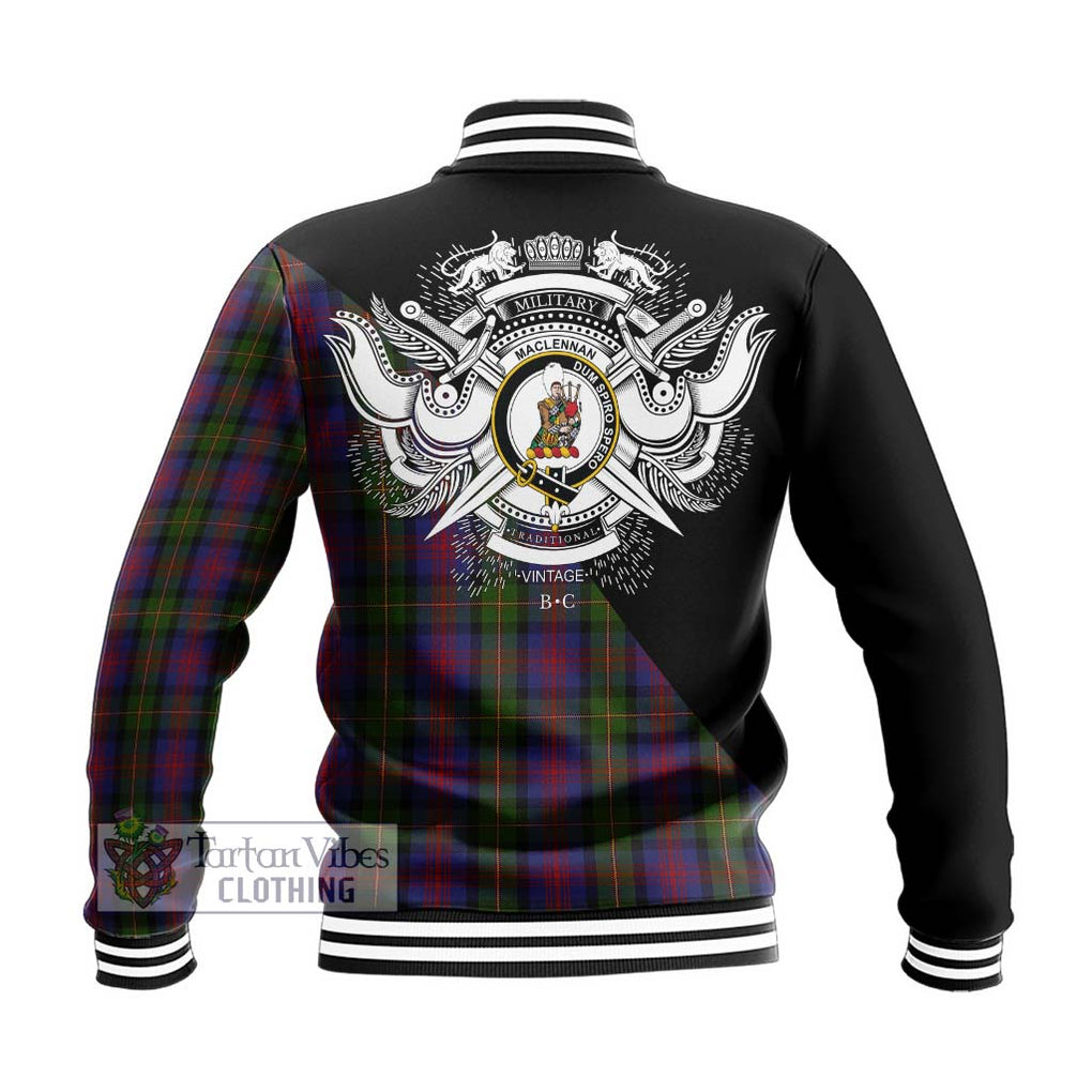 MacLennan (McLennan) Tartan Baseball Jacket with Family Crest and Military Logo Style - Tartan Vibes Clothing