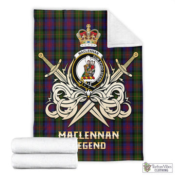 MacLennan (McLennan) Tartan Blanket with Clan Crest and the Golden Sword of Courageous Legacy