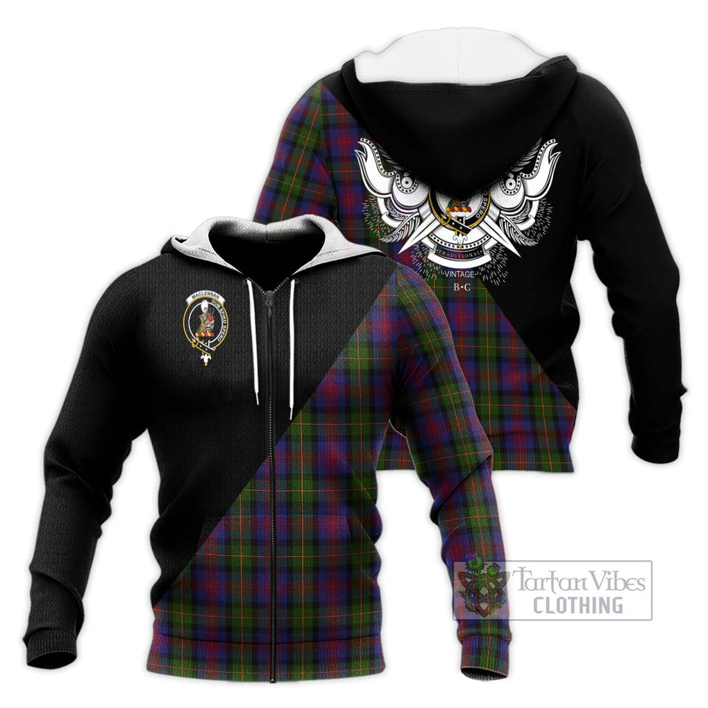 MacLennan (McLennan) Tartan Knitted Hoodie with Family Crest and Military Logo Style Unisex Knitted Zip Hoodie - Tartanvibesclothing Shop