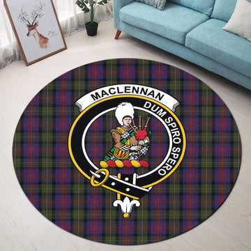 MacLennan (McLennan) Tartan Round Rug with Family Crest