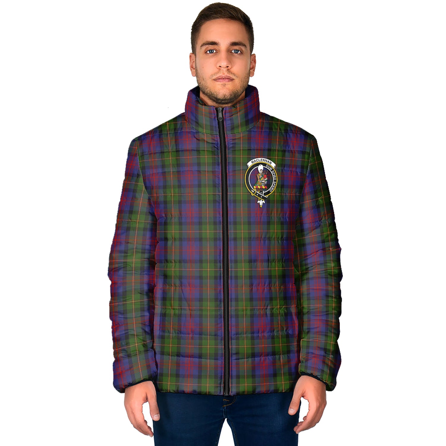 MacLennan (McLennan) Tartan Padded Jacket with Family Crest - Tartan Vibes Clothing