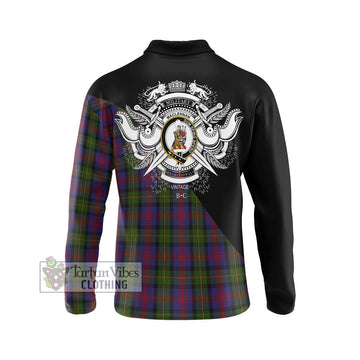 MacLennan (McLennan) Tartan Long Sleeve Polo Shirt with Family Crest and Military Logo Style