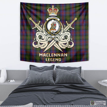 MacLennan (McLennan) Tartan Tapestry with Clan Crest and the Golden Sword of Courageous Legacy