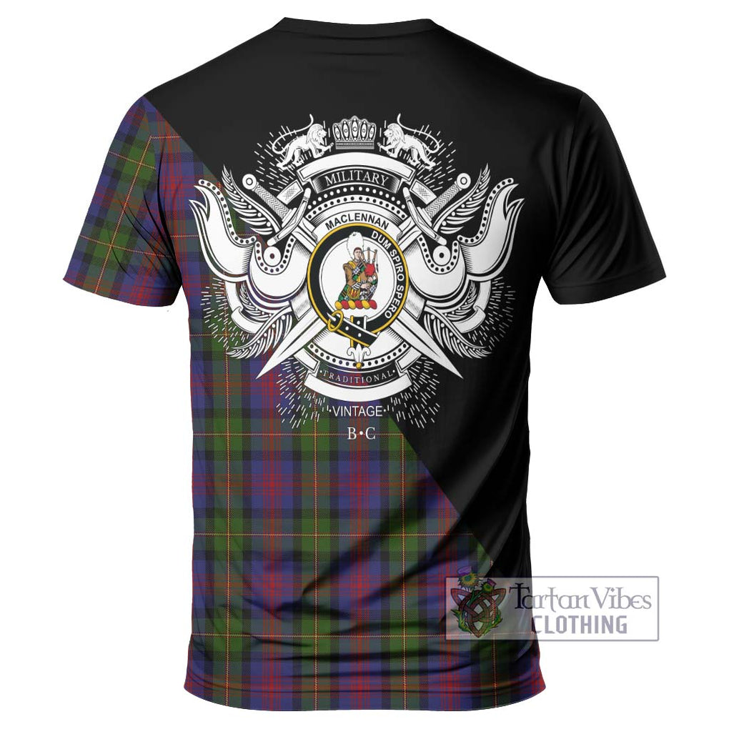 MacLennan (McLennan) Tartan T-Shirt with Family Crest and Military Logo Style - Tartanvibesclothing Shop