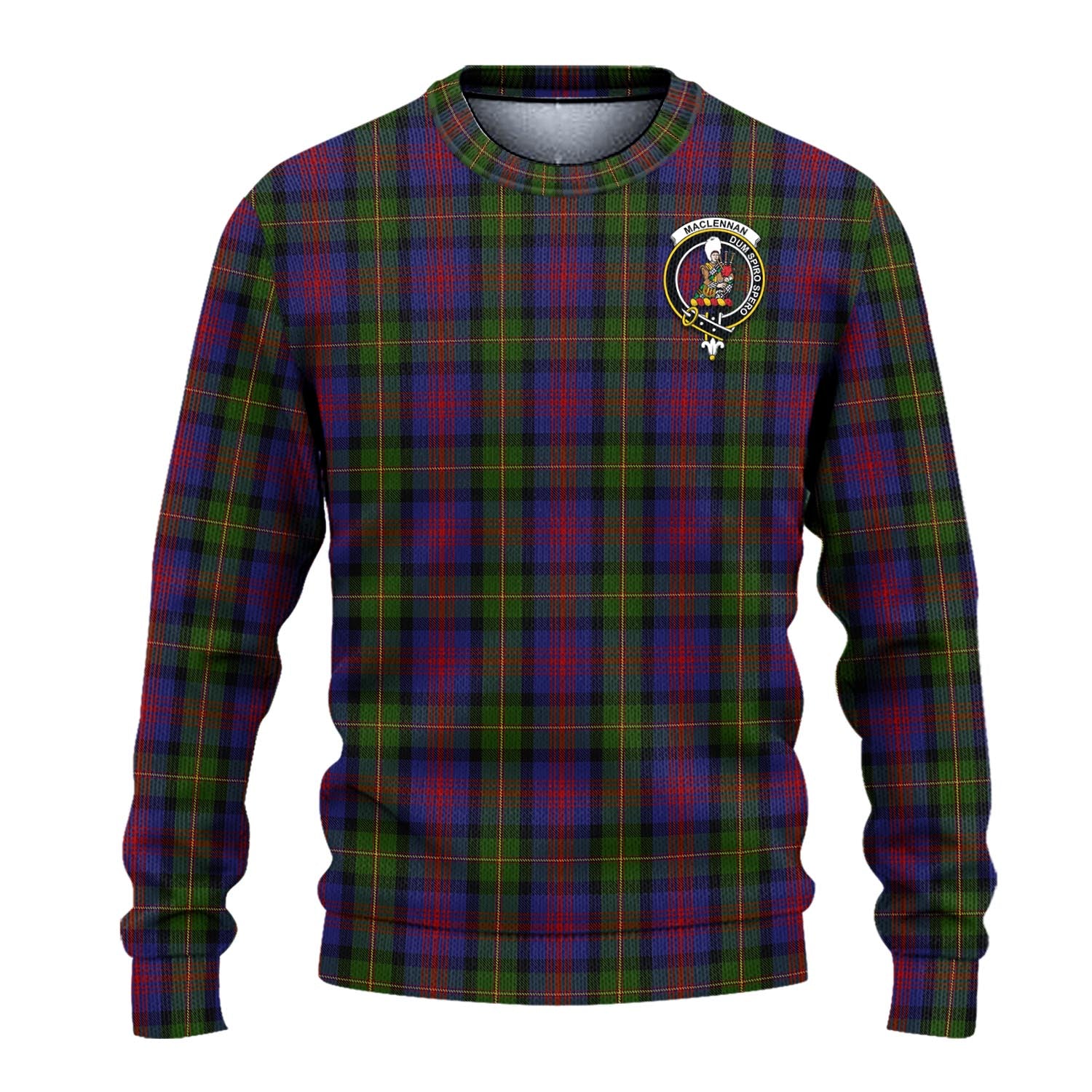 MacLennan Tartan Knitted Sweater with Family Crest - Tartanvibesclothing