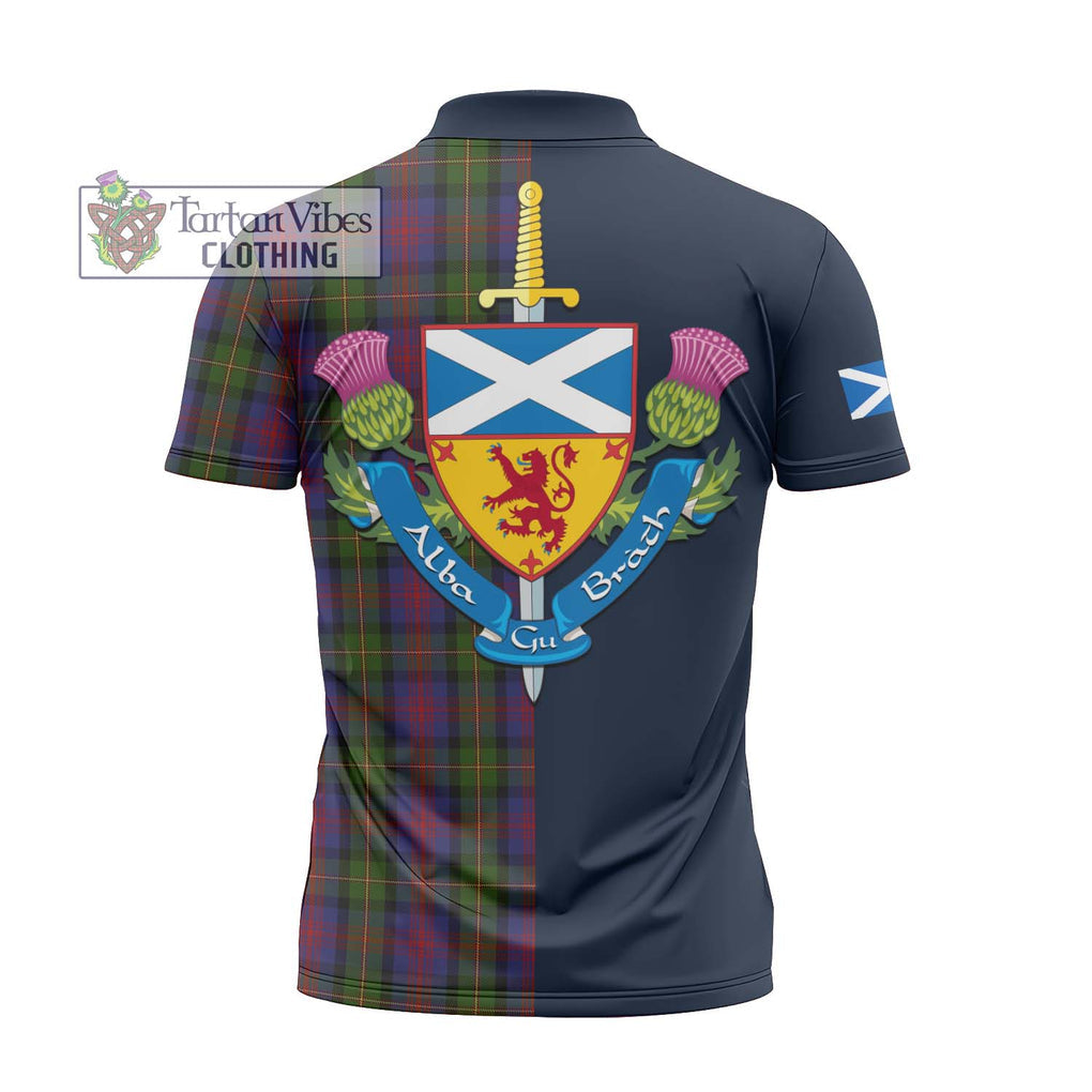 Tartan Vibes Clothing MacLennan Tartan Zipper Polo Shirt with Scottish Lion Royal Arm Half Style