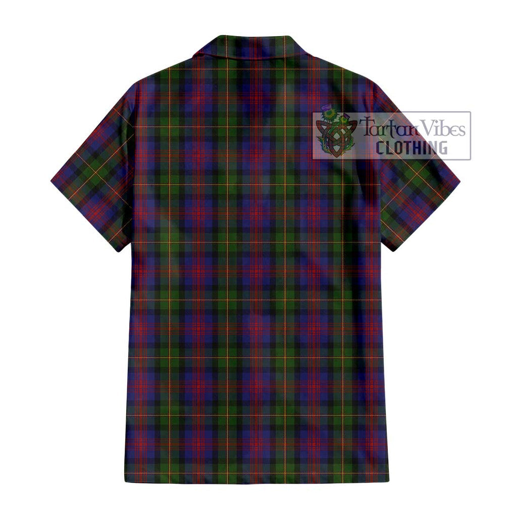 MacLennan (McLennan) Tartan Short Sleeve Button Shirt with Family Crest DNA In Me Style - Tartanvibesclothing Shop