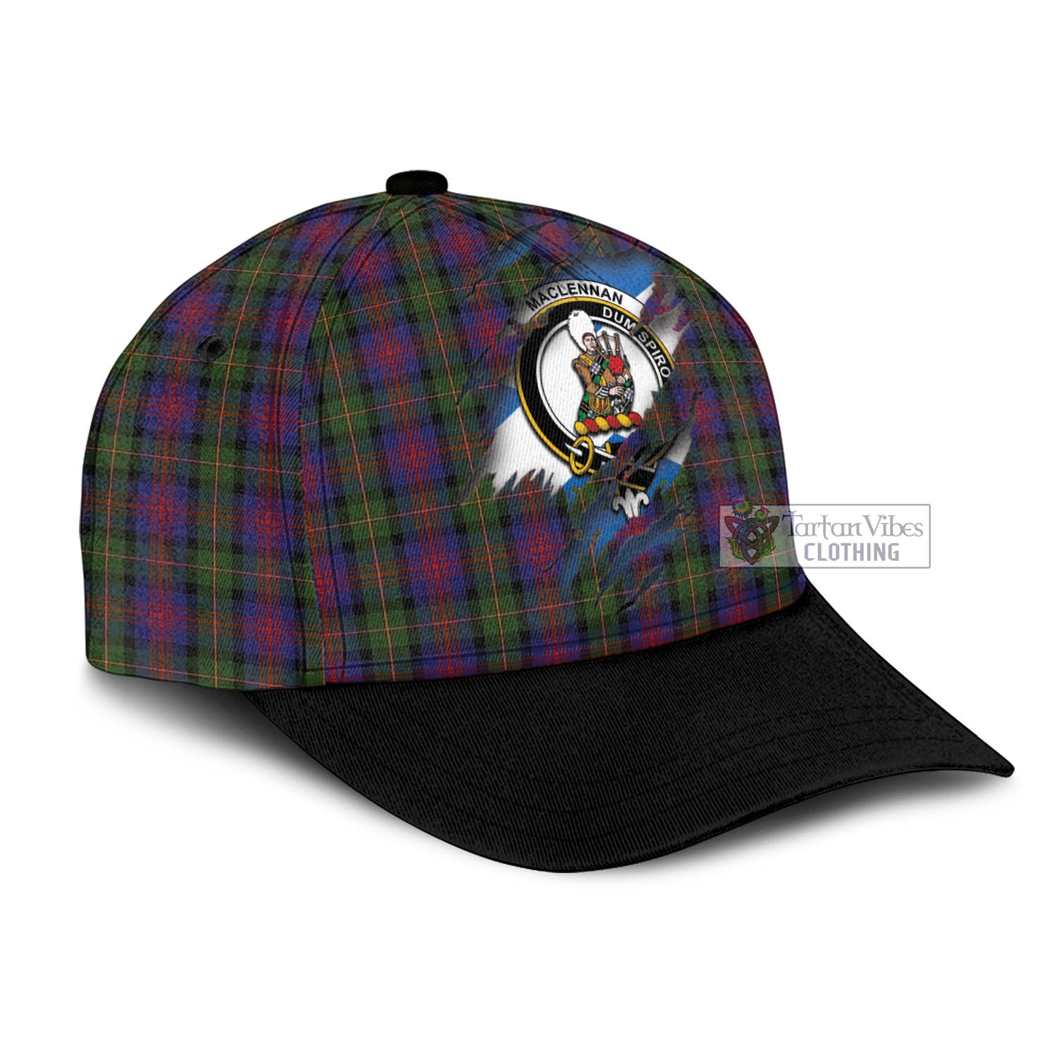 Tartan Vibes Clothing MacLennan Tartan Classic Cap with Family Crest In Me Style