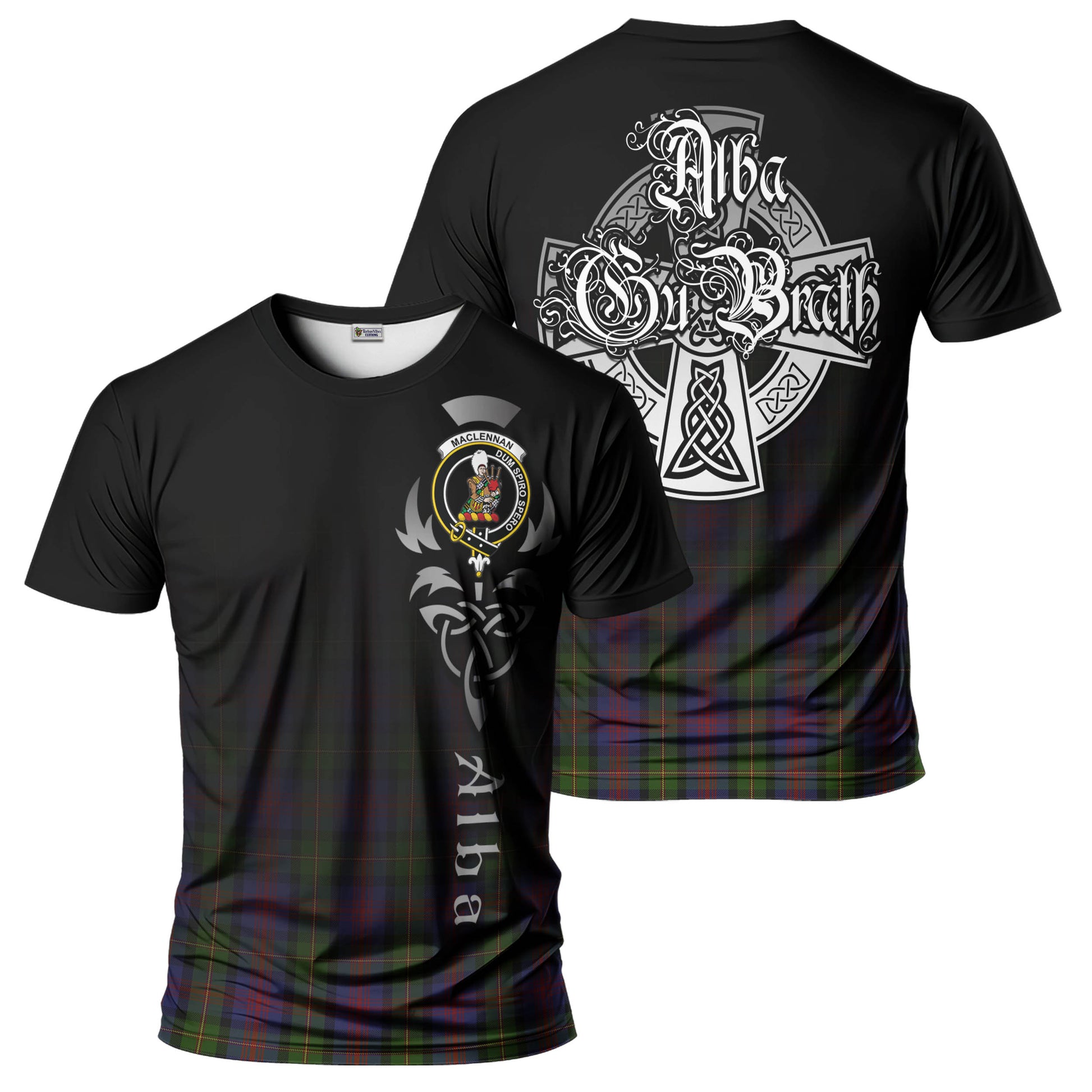 Tartan Vibes Clothing MacLennan Tartan T-Shirt Featuring Alba Gu Brath Family Crest Celtic Inspired