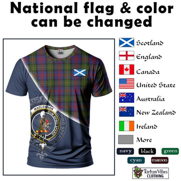 MacLennan (McLennan) Tartan T-Shirt with Personalised National Flag and Family Crest Half Style