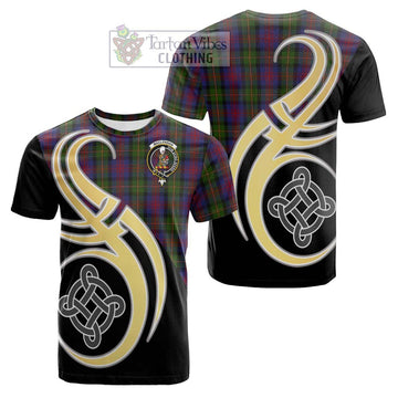 MacLennan (McLennan) Tartan Cotton T-shirt with Family Crest and Celtic Symbol Style