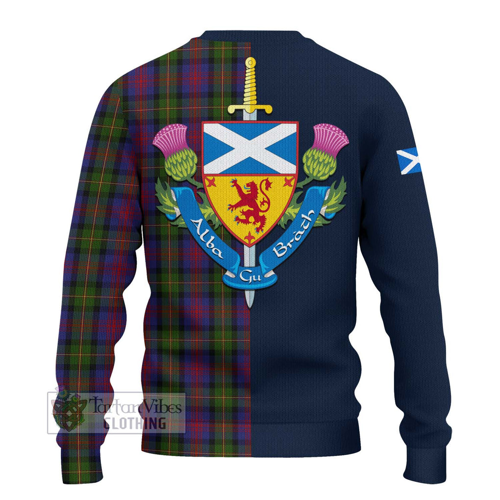 Tartan Vibes Clothing MacLennan Tartan Knitted Sweater with Scottish Lion Royal Arm Half Style