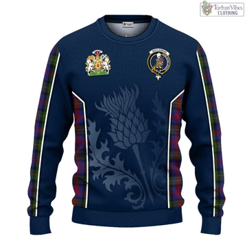 MacLennan (McLennan) Tartan Knitted Sweatshirt with Family Crest and Scottish Thistle Vibes Sport Style