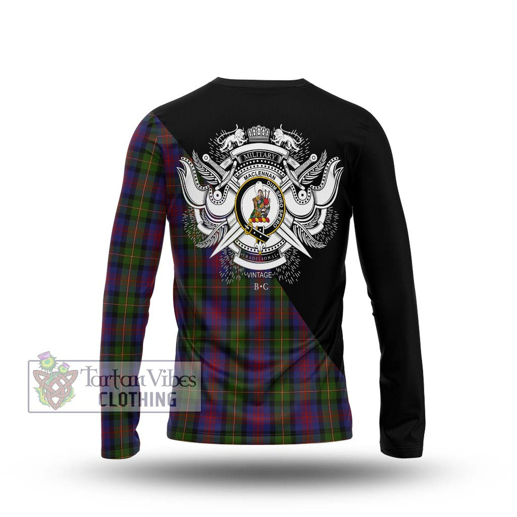 MacLennan (McLennan) Tartan Long Sleeve T-Shirt with Family Crest and Military Logo Style - Tartanvibesclothing Shop