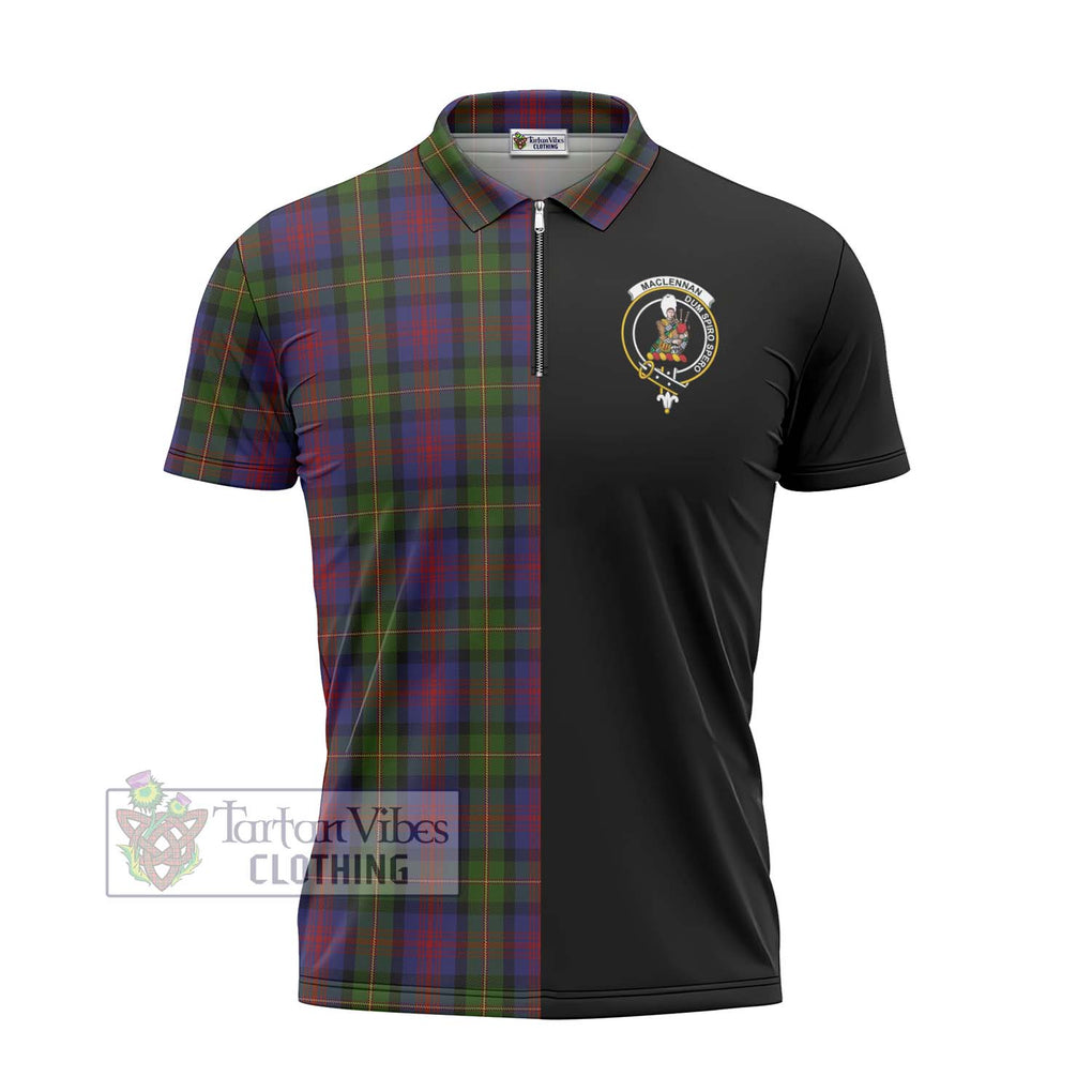 MacLennan (McLennan) Tartan Zipper Polo Shirt with Family Crest and Half Of Me Style - Tartanvibesclothing Shop