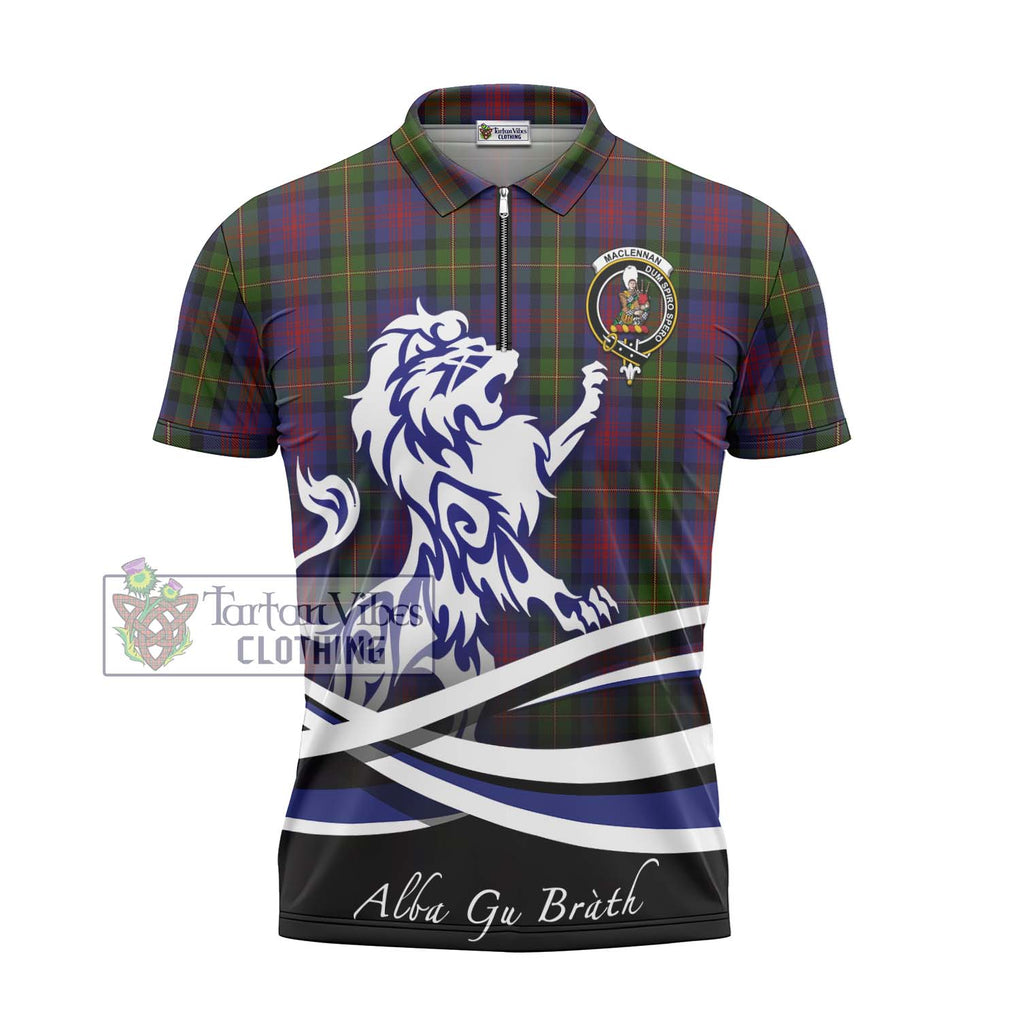 MacLennan (McLennan) Tartan Zipper Polo Shirt with Alba Gu Brath Regal Lion Emblem - Tartanvibesclothing Shop