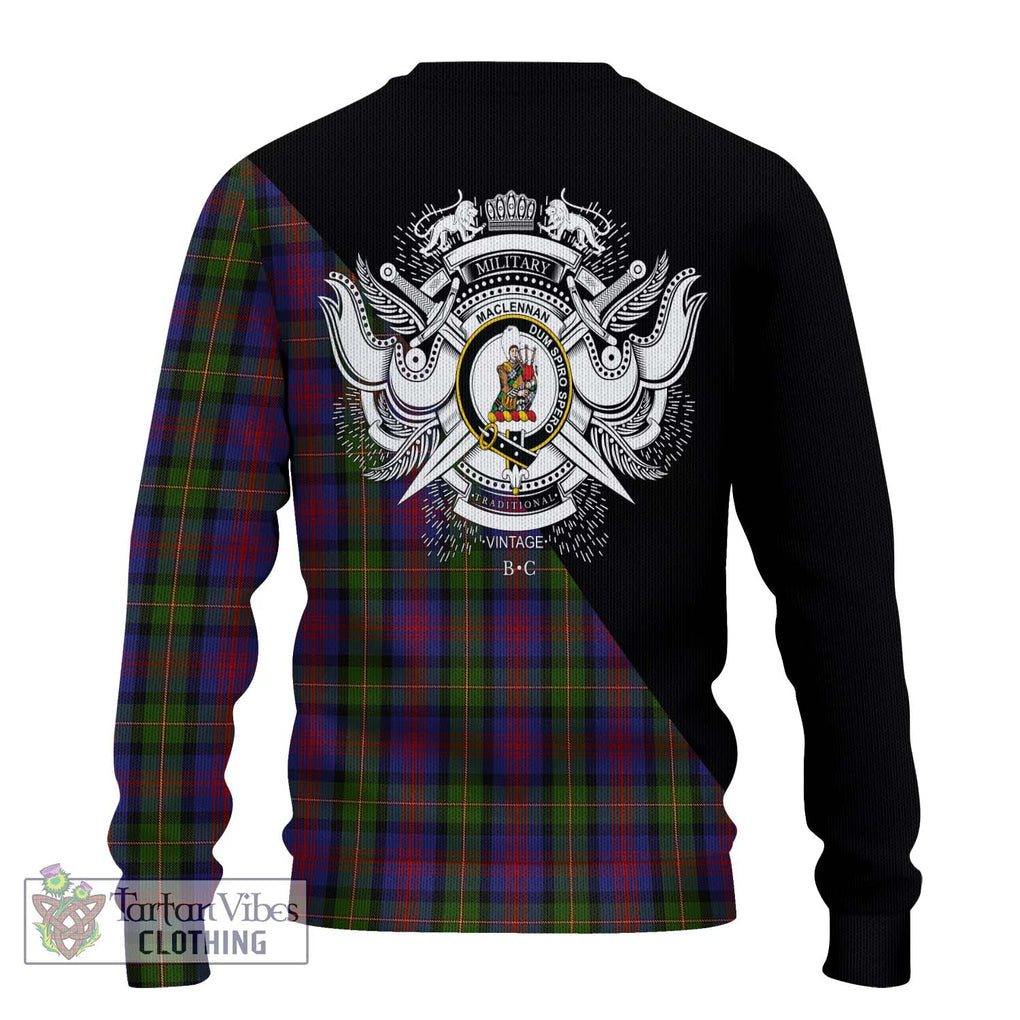 MacLennan (McLennan) Tartan Knitted Sweater with Family Crest and Military Logo Style - Tartanvibesclothing Shop