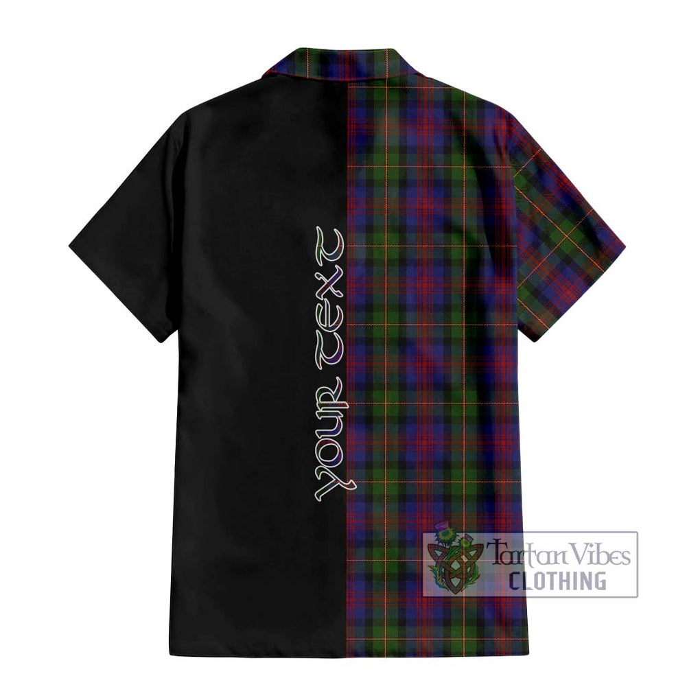 MacLennan (McLennan) Tartan Short Sleeve Button Shirt with Family Crest and Half Of Me Style - Tartanvibesclothing Shop