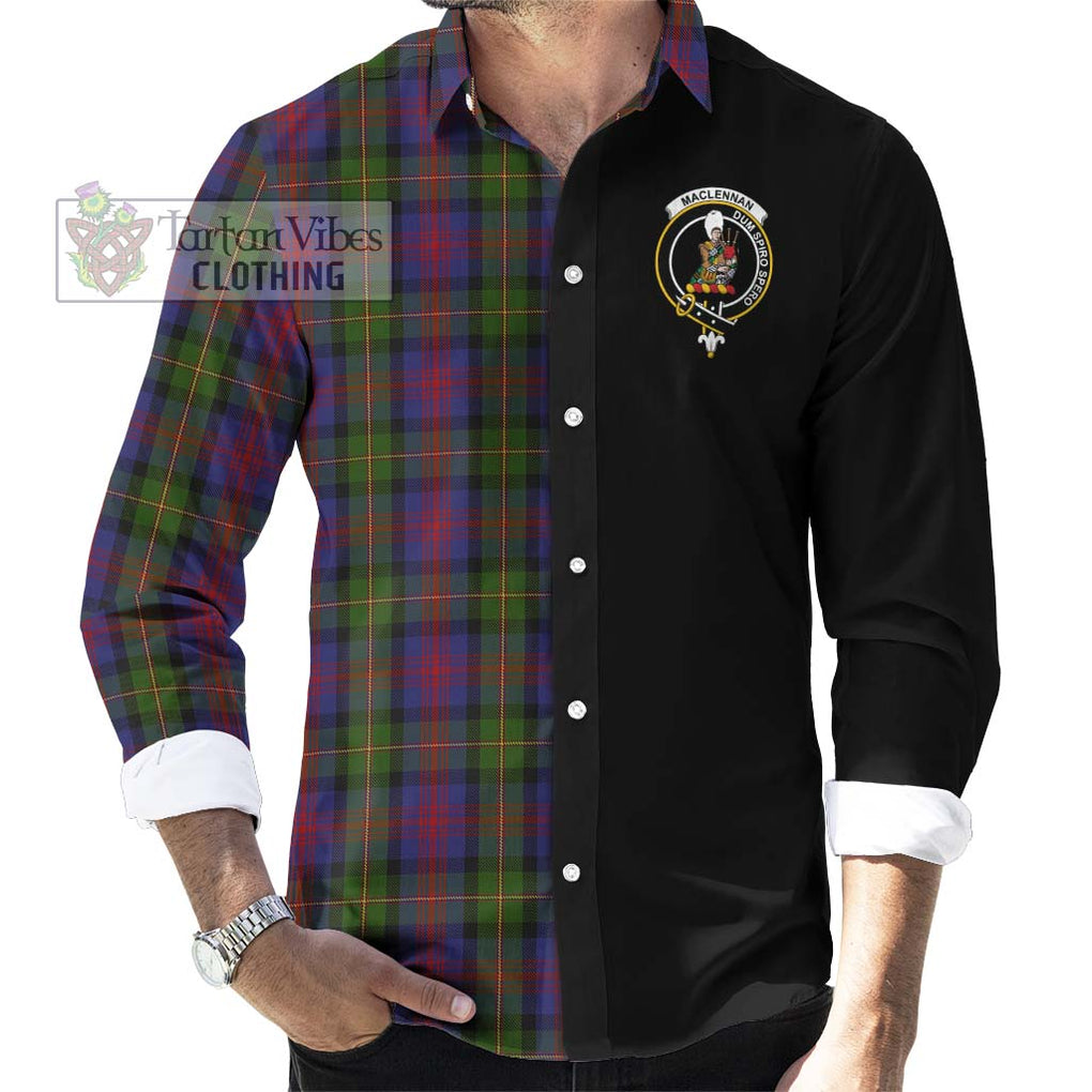 MacLennan (McLennan) Tartan Long Sleeve Button Shirt with Family Crest and Half Of Me Style - Tartan Vibes Clothing