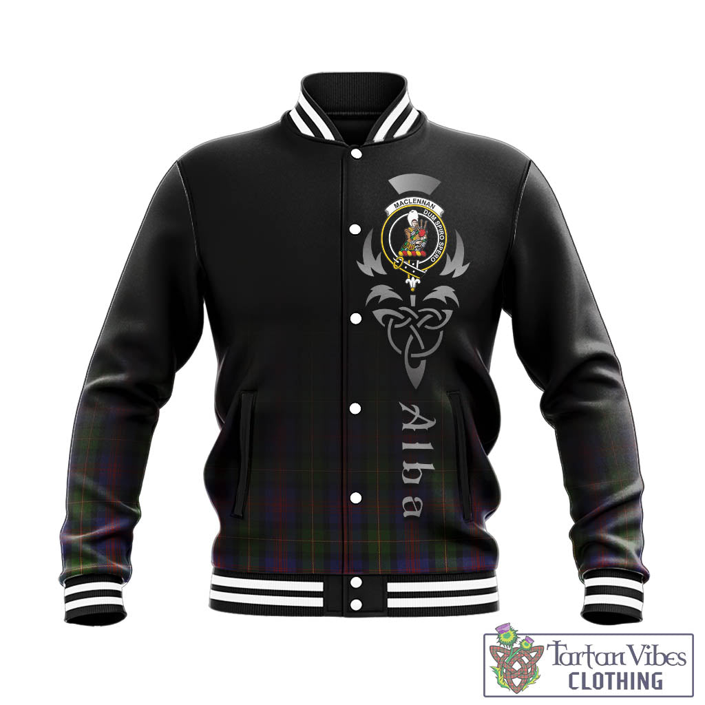 Tartan Vibes Clothing MacLennan Tartan Baseball Jacket Featuring Alba Gu Brath Family Crest Celtic Inspired