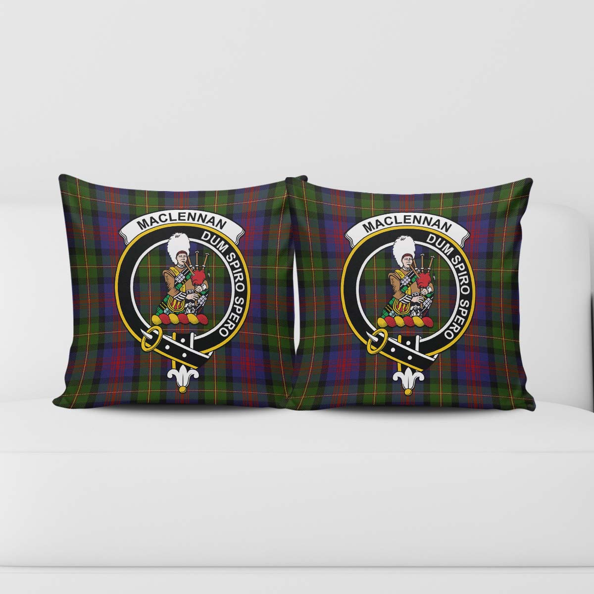 MacLennan Tartan Pillow Cover with Family Crest - Tartanvibesclothing