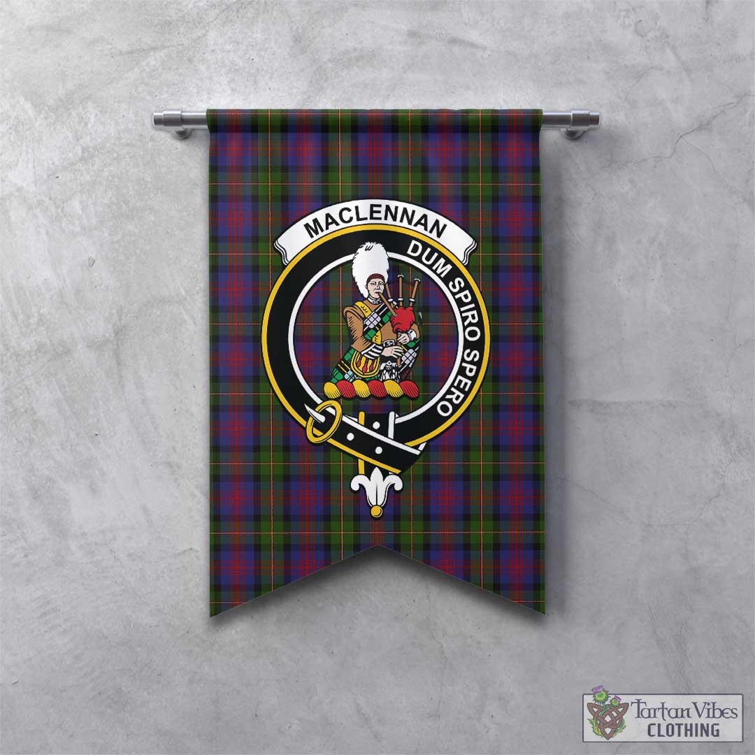 Tartan Vibes Clothing MacLennan Tartan Gonfalon, Tartan Banner with Family Crest