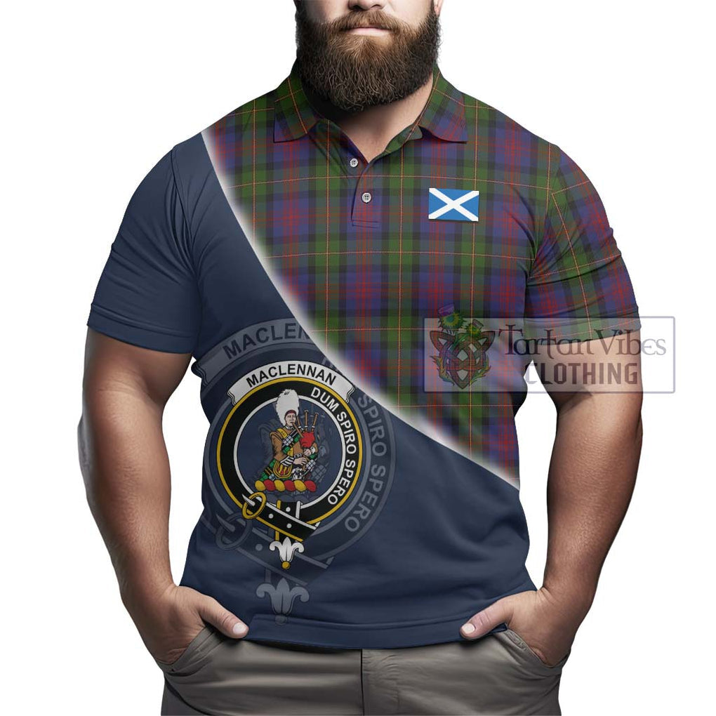 MacLennan (McLennan) Tartan Polo Shirt with Personalised National Flag and Family Crest Half Style - Tartanvibesclothing Shop