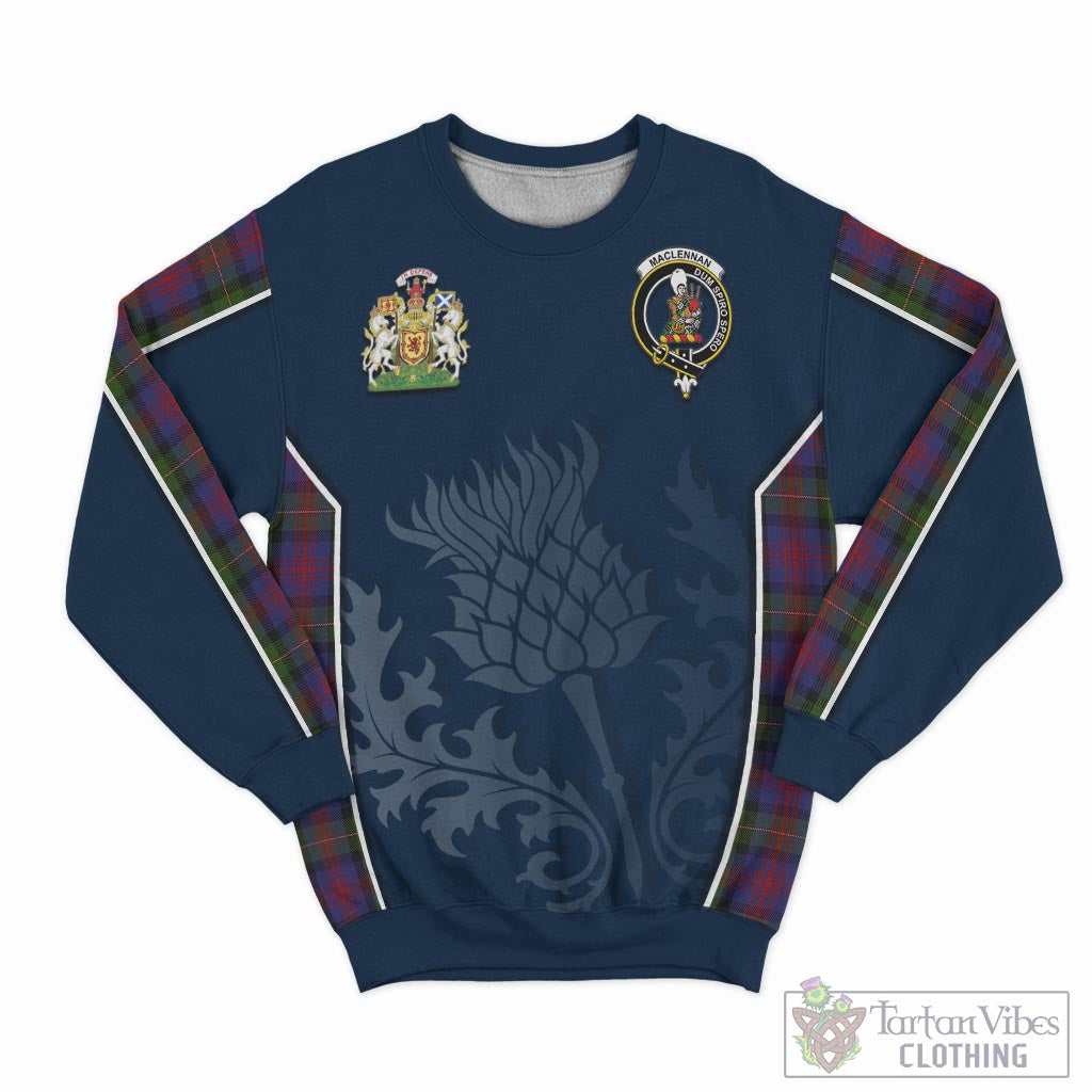 Tartan Vibes Clothing MacLennan Tartan Sweatshirt with Family Crest and Scottish Thistle Vibes Sport Style