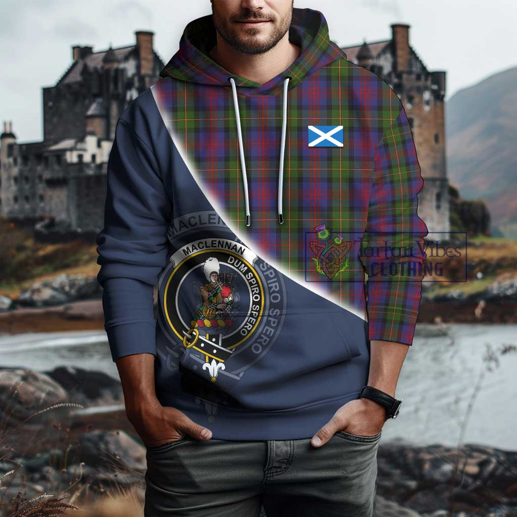 MacLennan (McLennan) Tartan Hoodie with Personalised National Flag and Family Crest Half Style - Tartanvibesclothing Shop