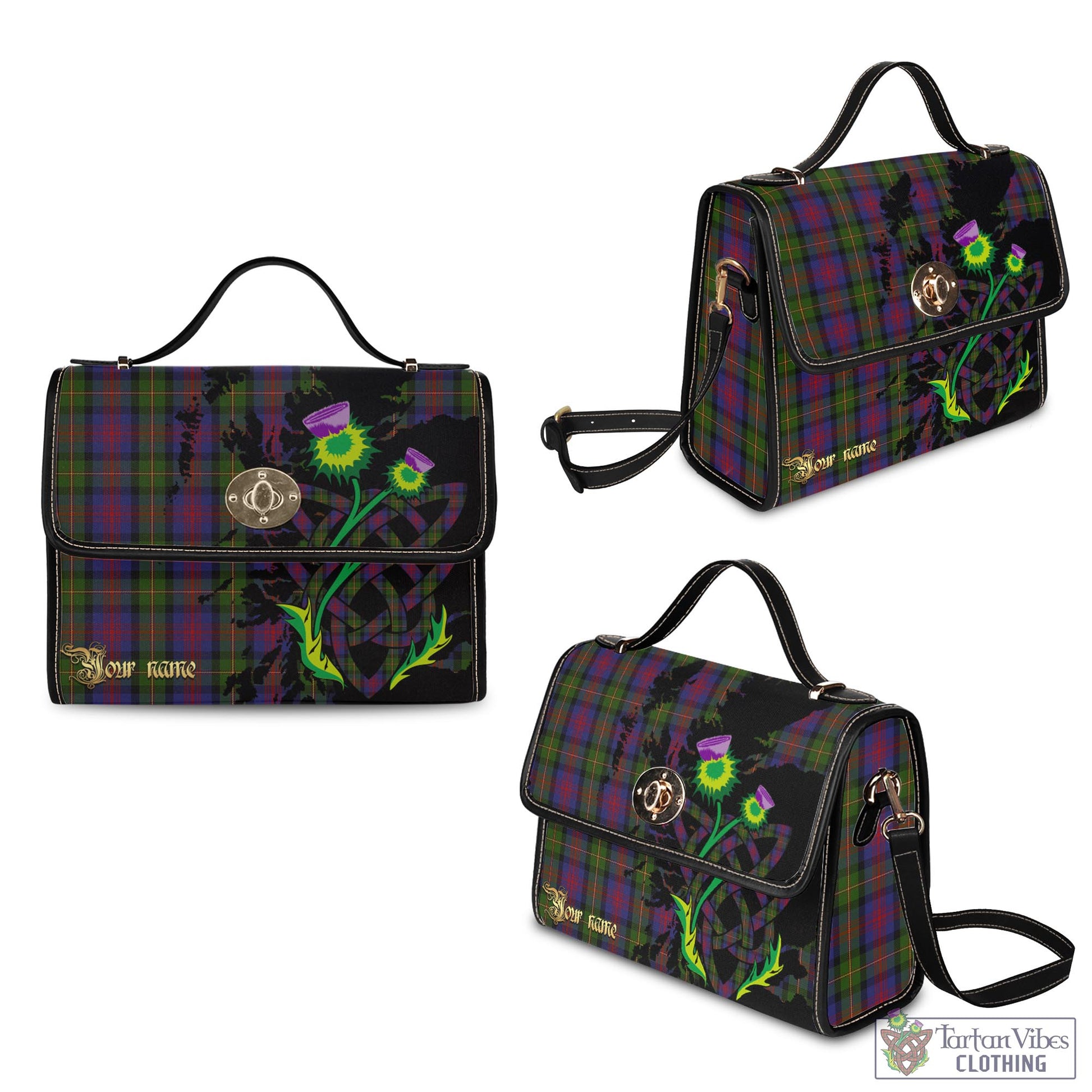 Tartan Vibes Clothing MacLennan Tartan Waterproof Canvas Bag with Scotland Map and Thistle Celtic Accents