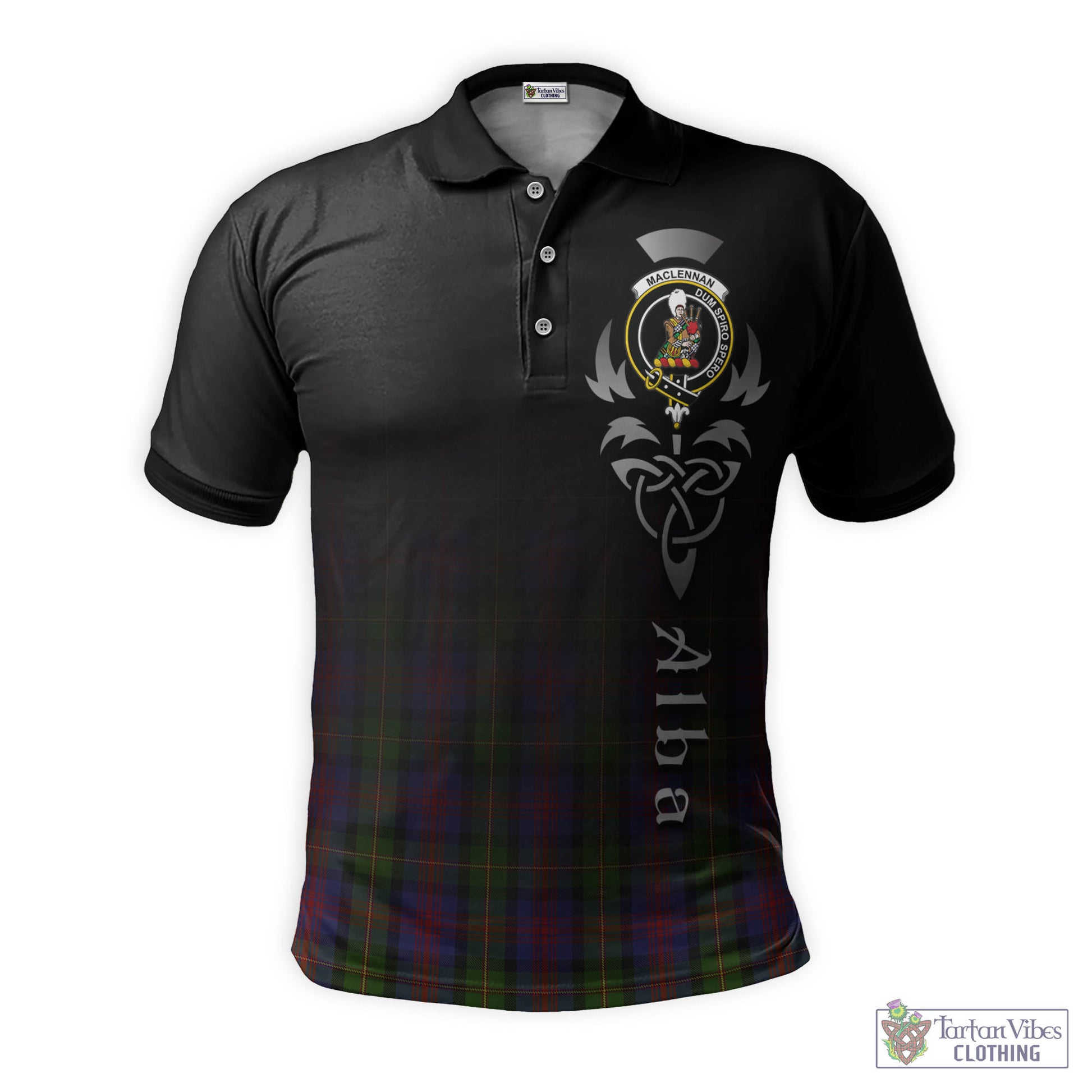 Tartan Vibes Clothing MacLennan Tartan Polo Shirt Featuring Alba Gu Brath Family Crest Celtic Inspired