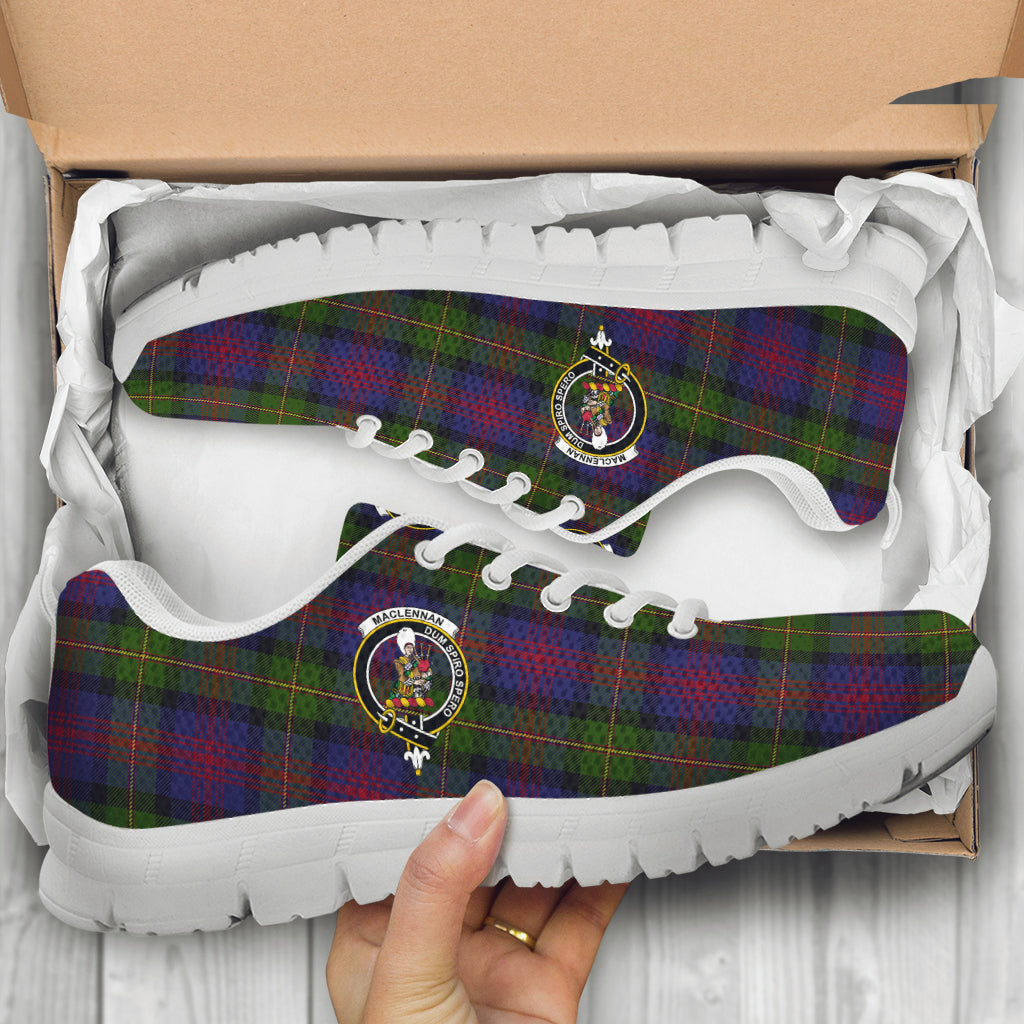 MacLennan (McLennan) Tartan Sneakers with Family Crest - Tartan Vibes Clothing