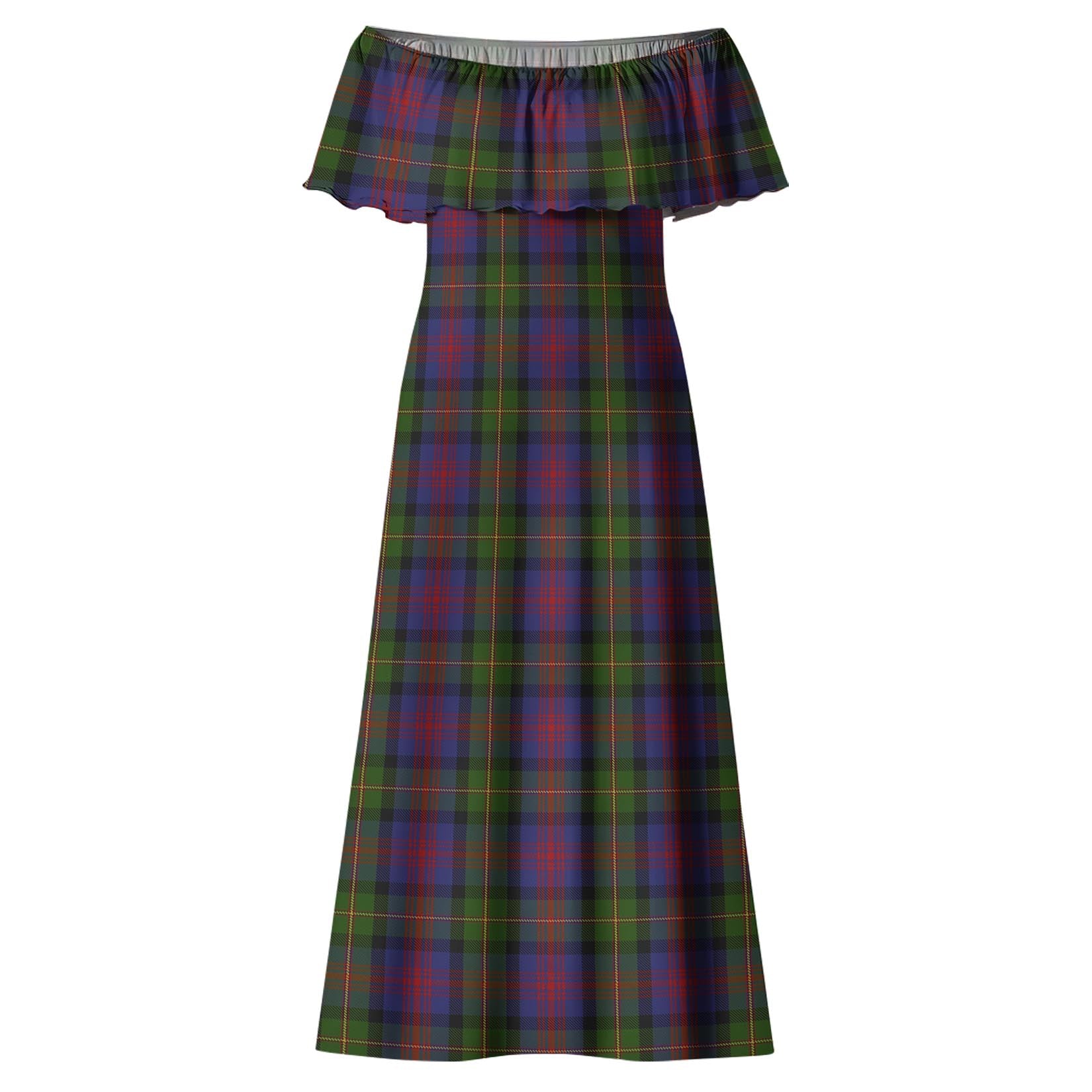 MacLennan Tartan Off Shoulder Long Dress - Tartanvibesclothing