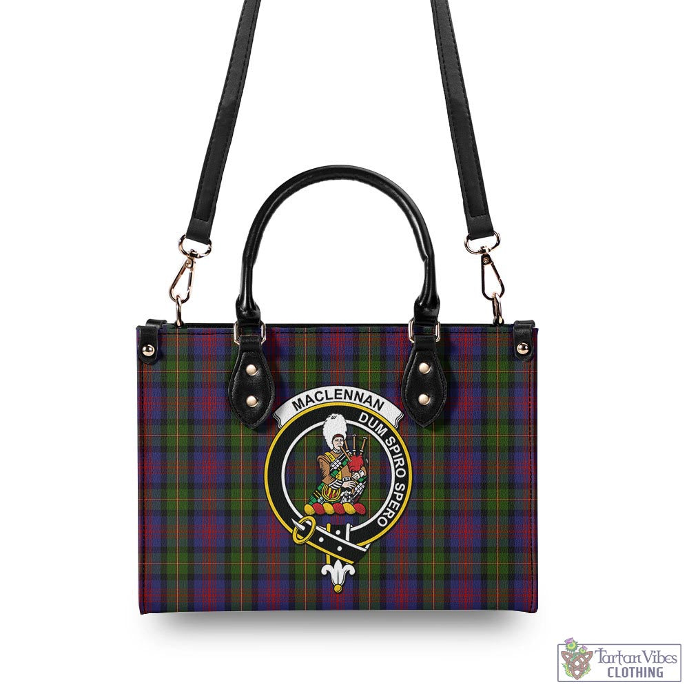 Tartan Vibes Clothing MacLennan Tartan Luxury Leather Handbags with Family Crest