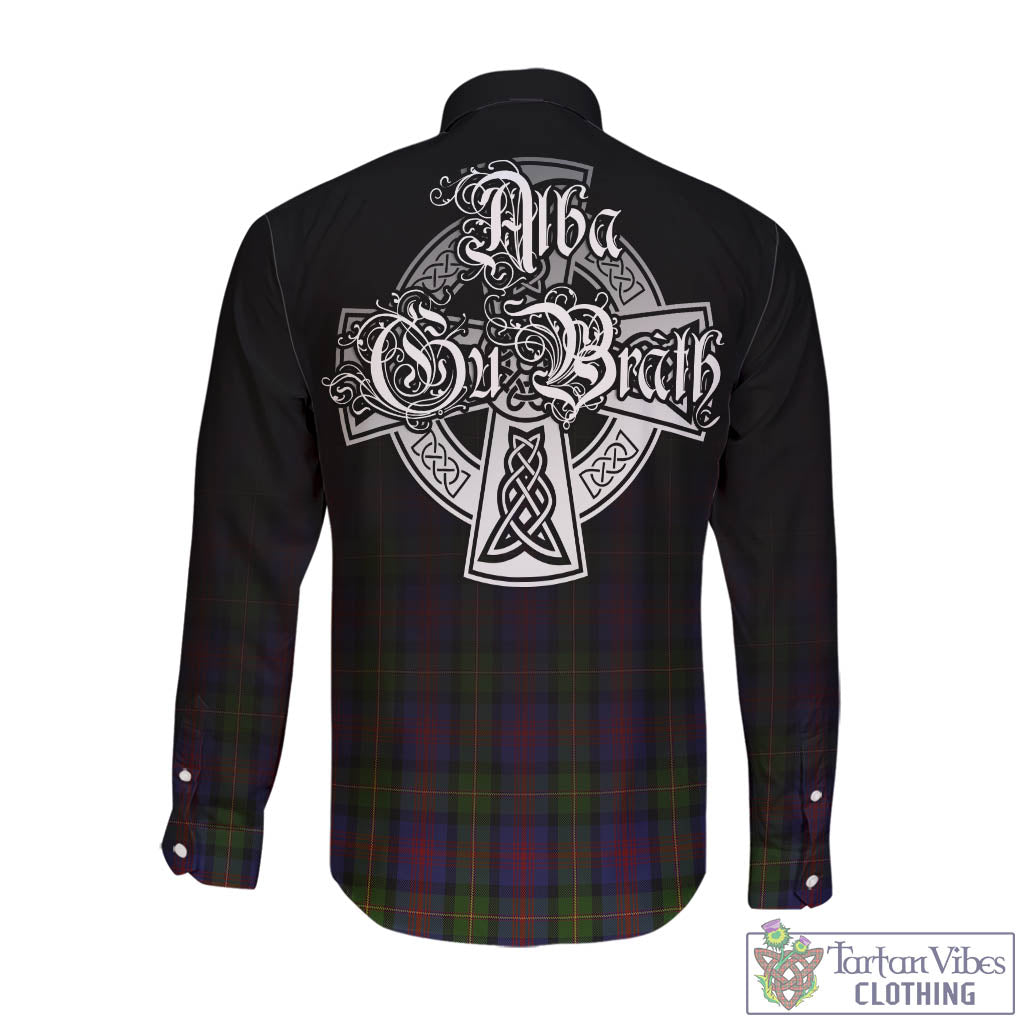 Tartan Vibes Clothing MacLennan Tartan Long Sleeve Button Up Featuring Alba Gu Brath Family Crest Celtic Inspired