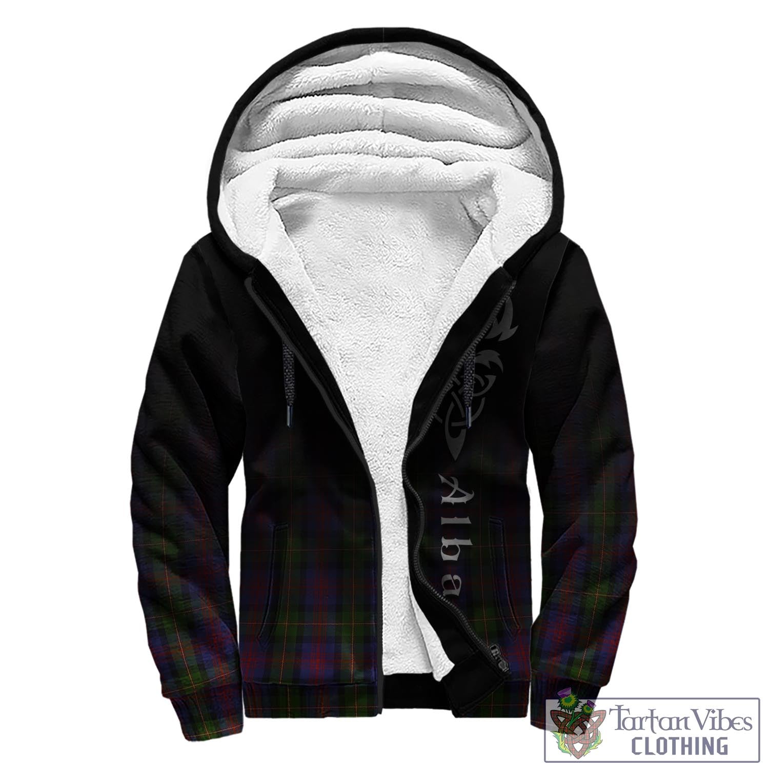 Tartan Vibes Clothing MacLennan Tartan Sherpa Hoodie Featuring Alba Gu Brath Family Crest Celtic Inspired